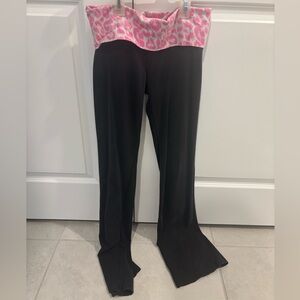 PINK Victoria's Secret Black Sweatpants with Pink Leopard Print Waistband